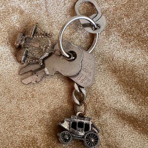 Vintage Key Chain With Destroy Tag, Wells Fargo and Scales of Justice Charms